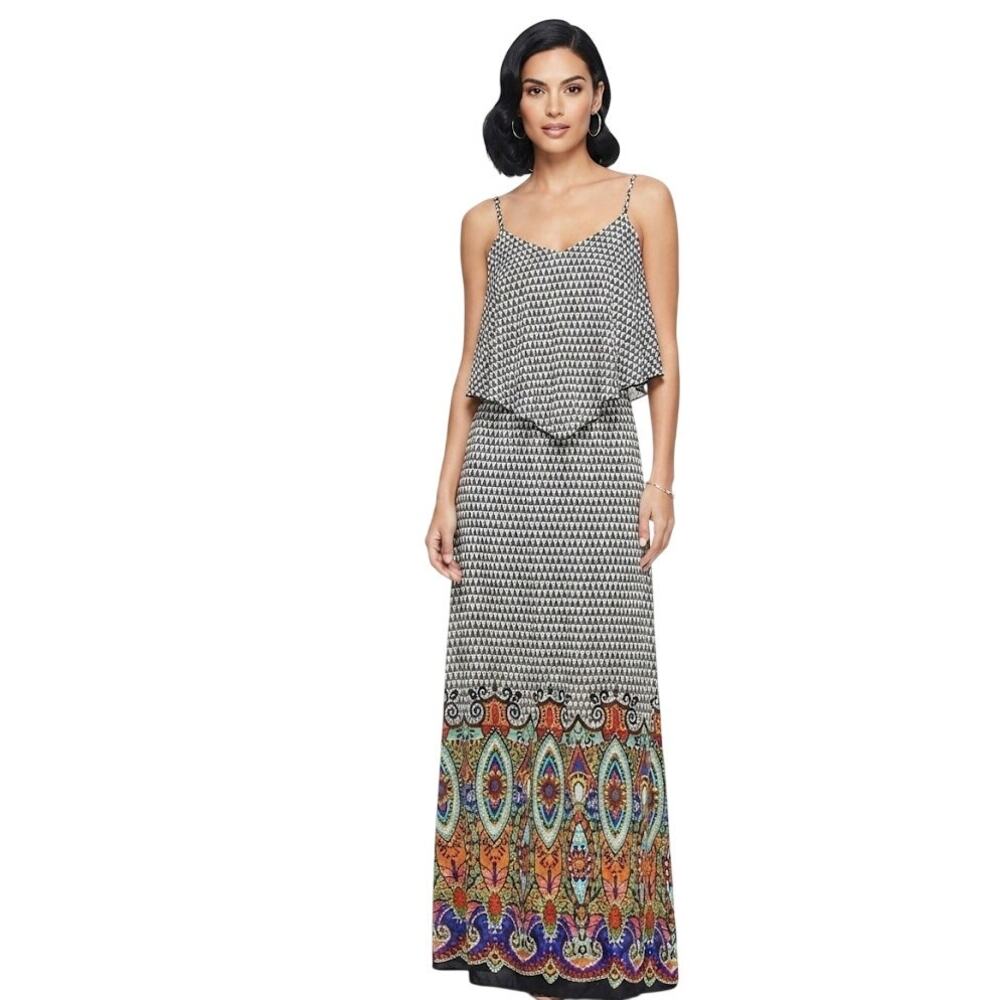Magic Vibrant Bohemian Maxi Dress Paisley Summer Flowy Small